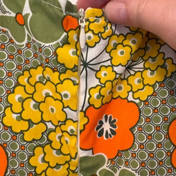 Blue Platypus Orange and Green Floral A-Line Sundress with Pockets - Picture 3 of 4